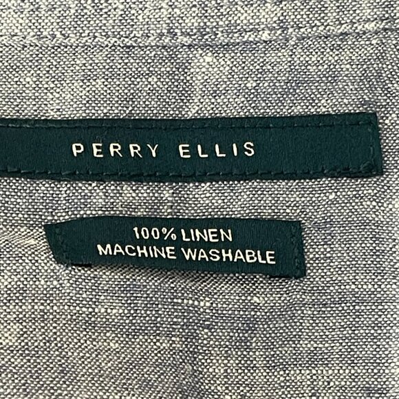 Perry Ellis Short Sleeve Shirt 100% Linen Blue SIZE XLT SEE DESCRIPTION.. - Picture 10 of 11